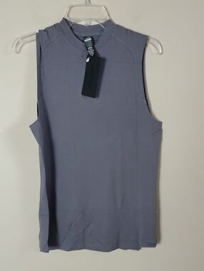Alphalete Men's Premium Stepped Hem Tank Blue Gray Size Small.